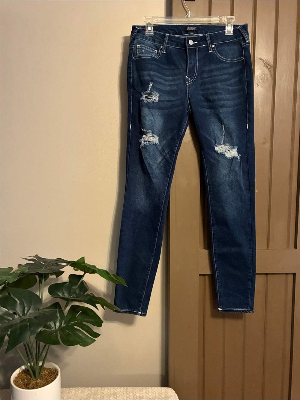 True Religion Women's Distressed Dark Indigo Skinny Jeans